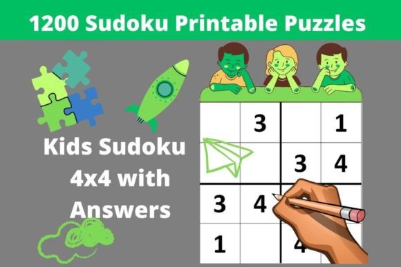 1200 Easy Sudoku for Kids 4x4 - Bundle