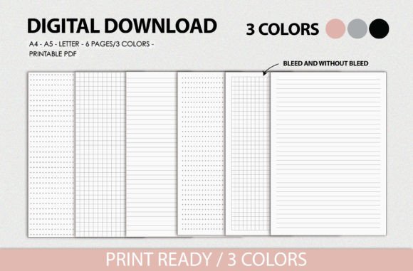 Basic Notes Paper Set Printable Planner: Versatile Templates for Every Creative Need