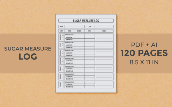 Blood Sugar Measur Log Editable Interior