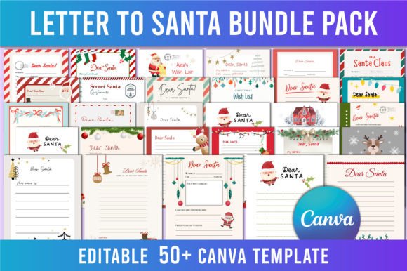 Editable 50 Letter to Santa Bundle Pack for Creatives