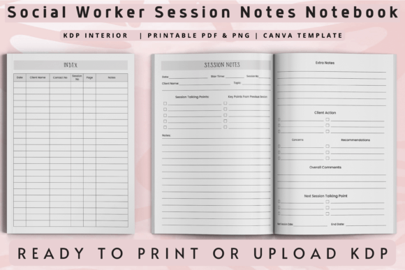 Social Worker Session Notes Notebook